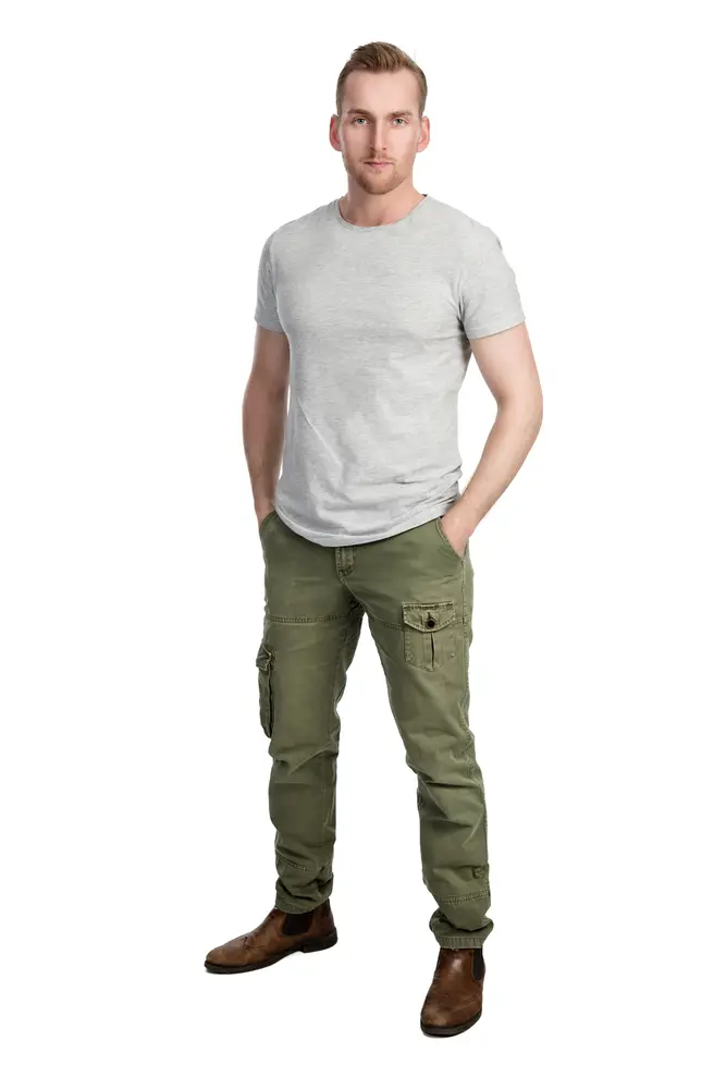 Man in Olive Green Cargo Pants