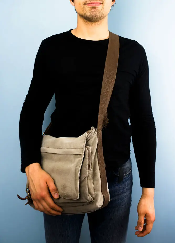 Article: Can You Wash a Messenger Bag? Image shows a Young Man With Messenger bag